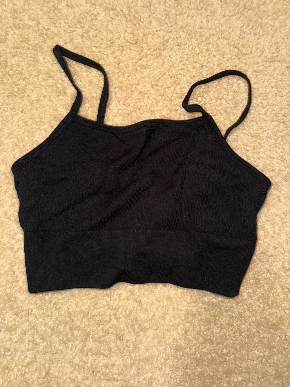 Fabletics Black Ribbed Cropped Cami Tank